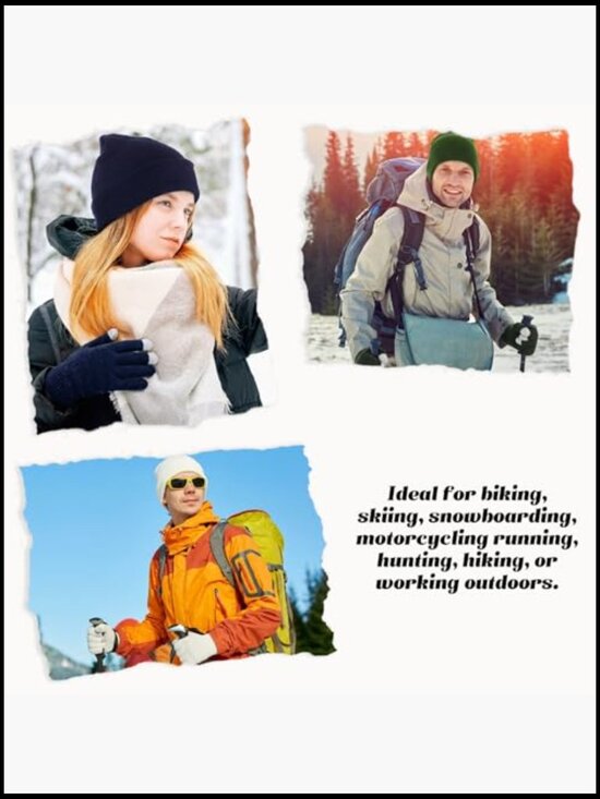 6 Beanies & 6 Touchscreen Gloves Set Stretchable Acrylic Knit Winter Accessories